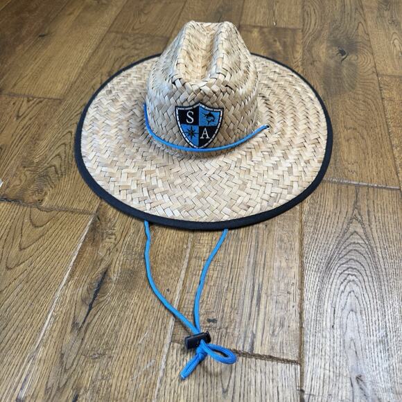 SA Fishing Co. Kids Wide Brim Sturdy 100% Straw Hat UPF 50 Wind Resistant - Picture 2 of 4